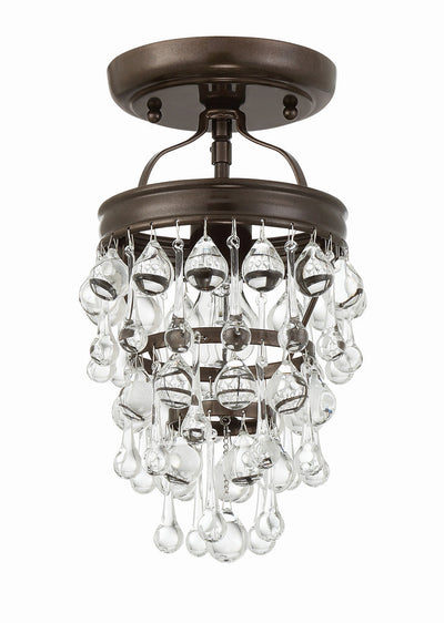 Calypso 1 Light Crystal Teardrop Vibrant Bronze Semi Flush Mount Semi Flush Crystorama