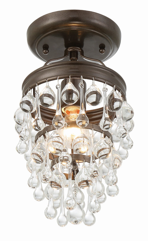 Calypso 1 Light Crystal Teardrop Vibrant Bronze Semi Flush Mount Semi Flush Crystorama