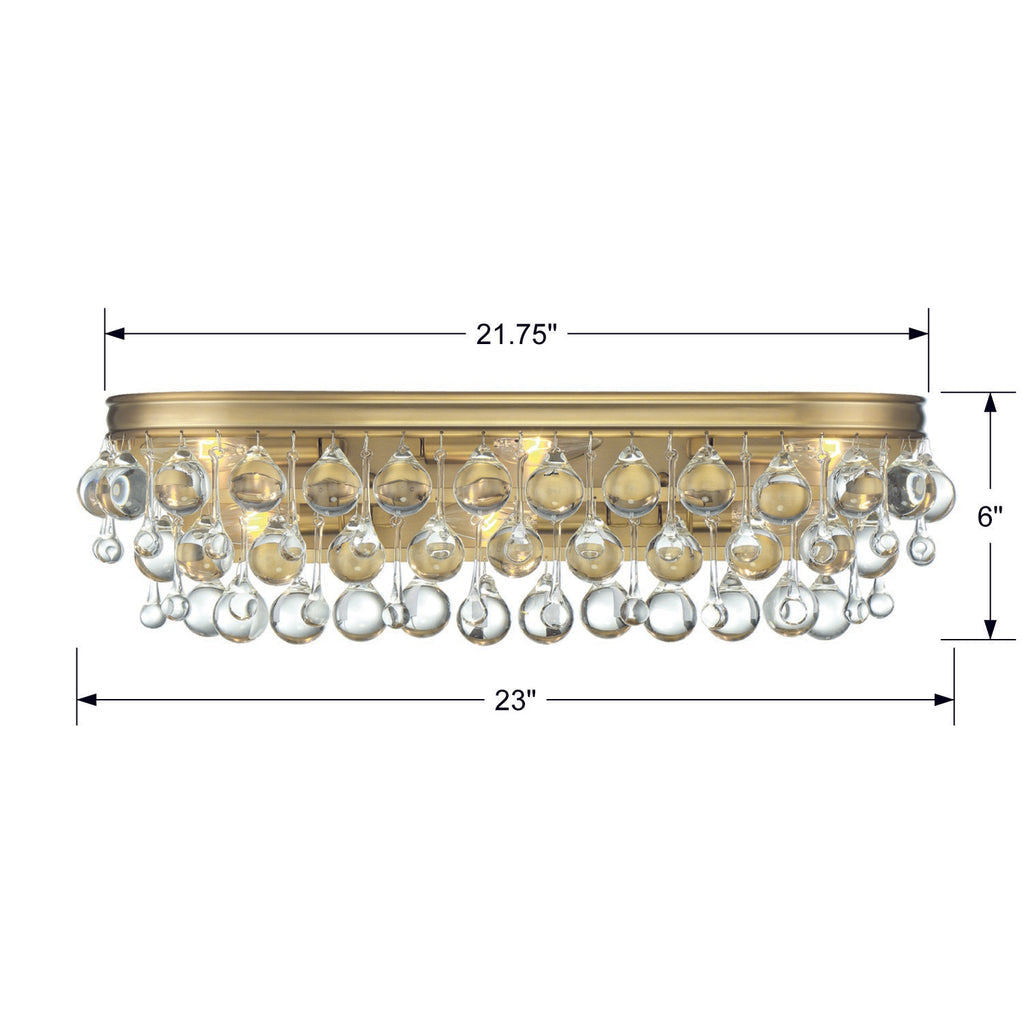 Calypso 6 Light Crystal Teardrop Vibrant Gold Bathroom Vanity Bath and Vanity Crystorama