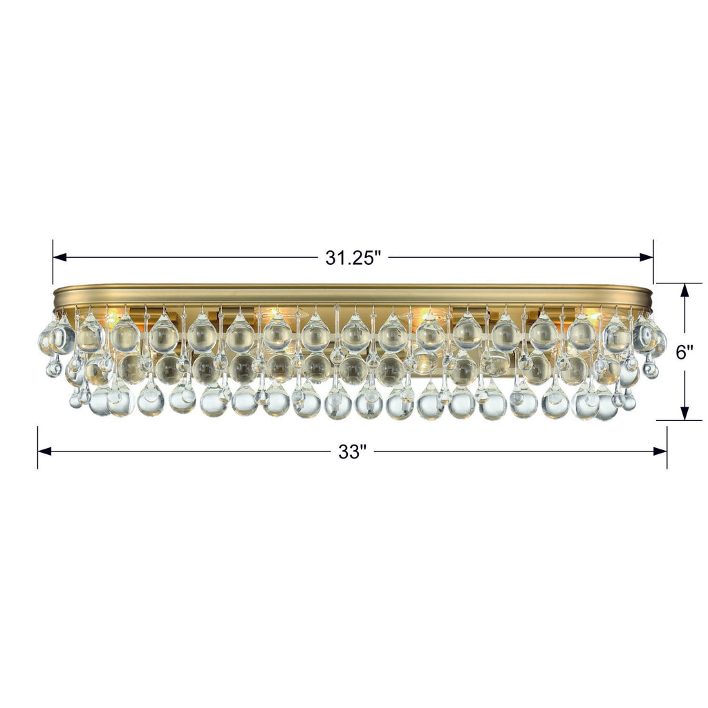 Calypso 8 Light Crystal Teardrop Vibrant Gold Bathroom Vanity Bath and Vanity Crystorama