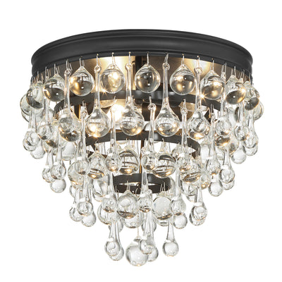 Calypso 3 Light Matte Black Flush Mount Semi Flush Crystorama