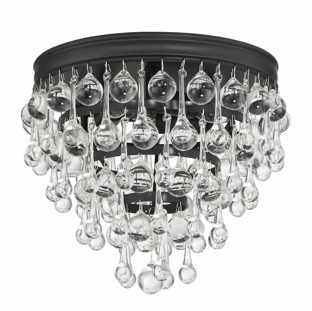 Calypso 3 Light Matte Black Flush Mount Semi Flush Crystorama