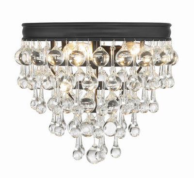 Calypso 3 Light Matte Black Flush Mount Semi Flush Crystorama