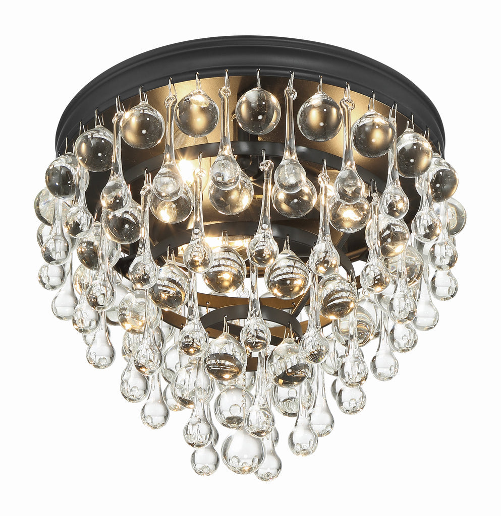 Calypso 3 Light Matte Black Flush Mount Semi Flush Crystorama