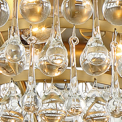 Calypso 3 Light Crystal Teardrop Vibrant Gold Flush Mount Semi Flush Crystorama