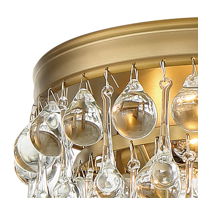 Calypso 3 Light Crystal Teardrop Vibrant Gold Flush Mount Semi Flush Crystorama