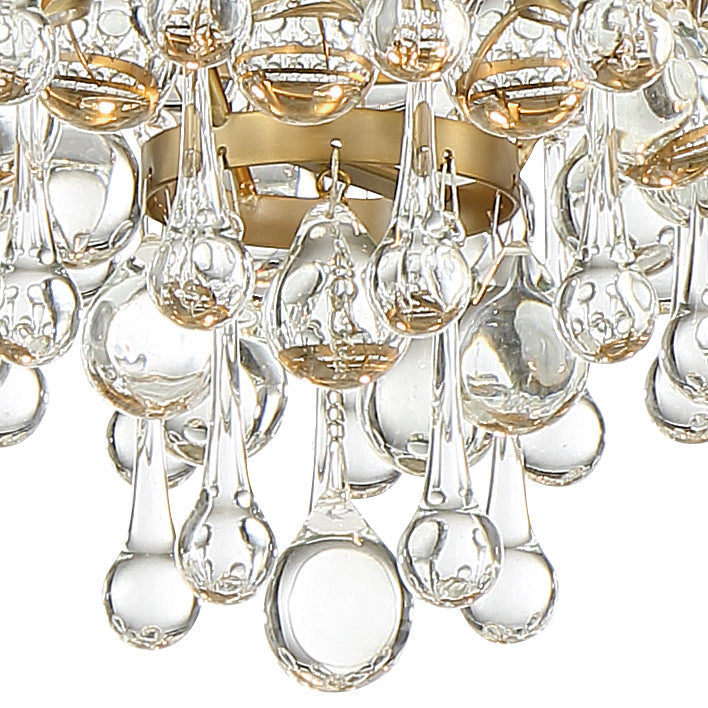 Calypso 3 Light Crystal Teardrop Vibrant Gold Flush Mount Semi Flush Crystorama