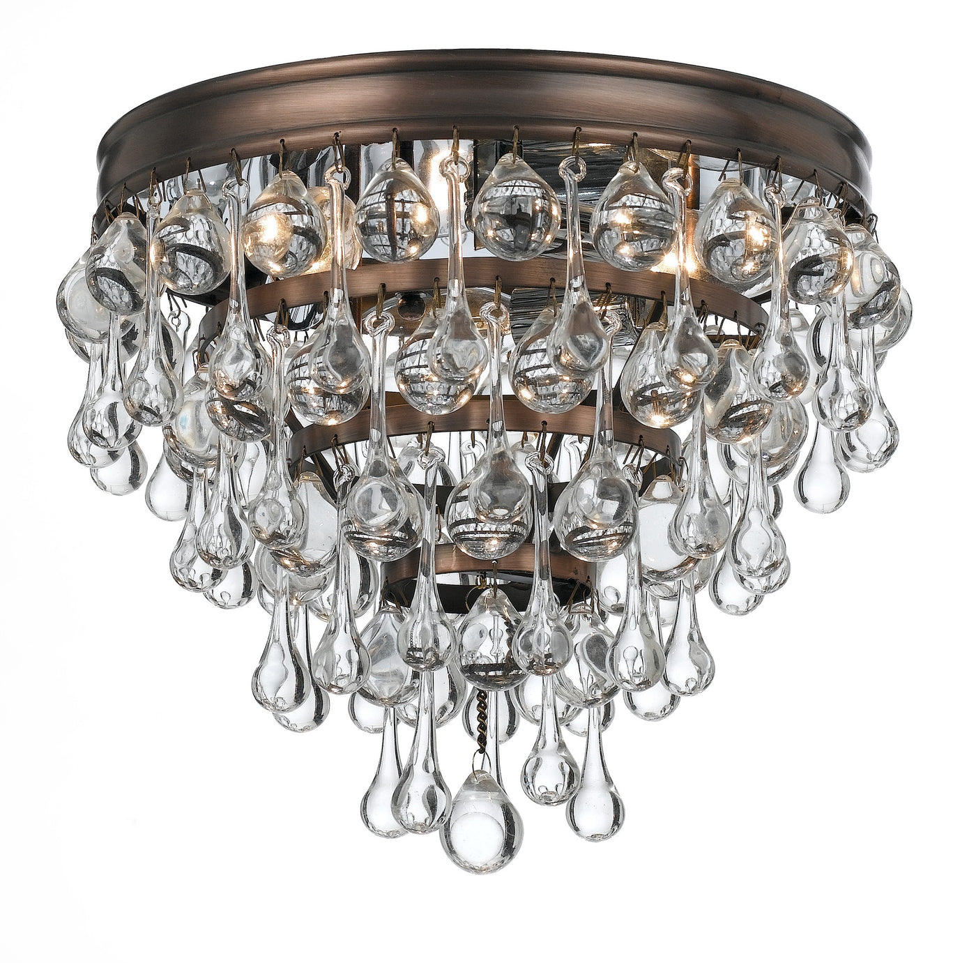 Calypso 3 Light Crystal Teardrop Vibrant Bronze Flush Mount Semi Flush Crystorama