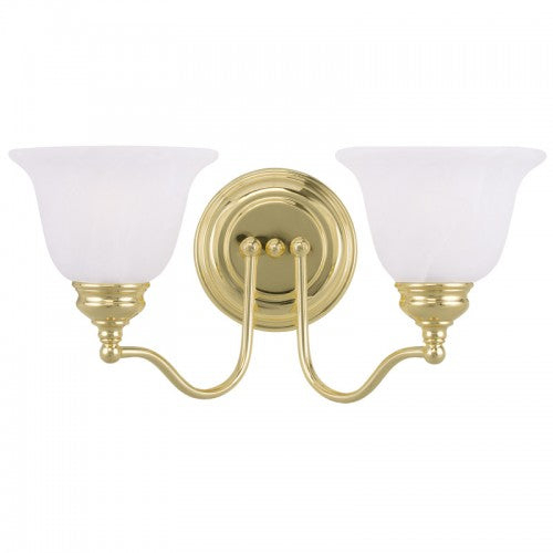 2 Light Polished Brass Bath Light Wall Sconce Livex