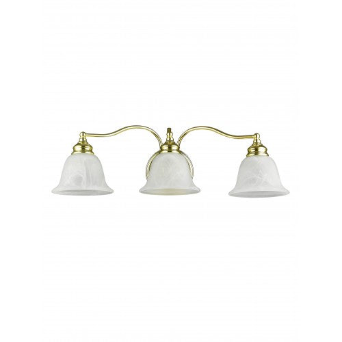 3 Light Polished Brass Bath Light Wall Sconce Livex