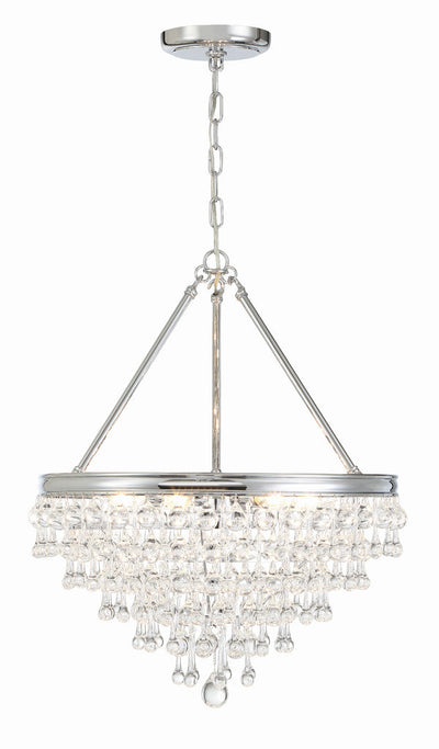 Calypso 6 Light Crystal Teardrop Polished Chrome Chandelier Chandelier Crystorama