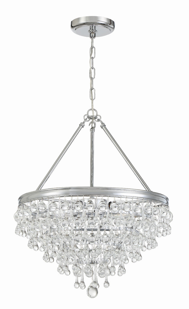 Calypso 6 Light Crystal Teardrop Polished Chrome Chandelier Chandelier Crystorama