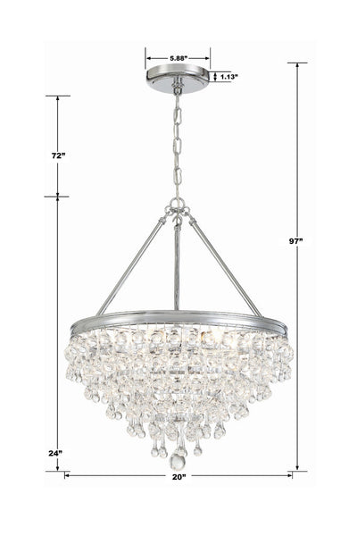 Calypso 6 Light Crystal Teardrop Polished Chrome Chandelier Chandelier Crystorama