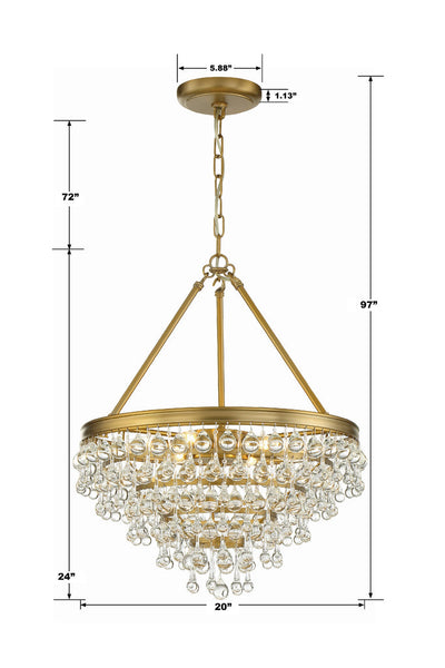 Calypso 6 Light Crystal Teardrop Vibrant Gold Chandelier Chandelier Crystorama