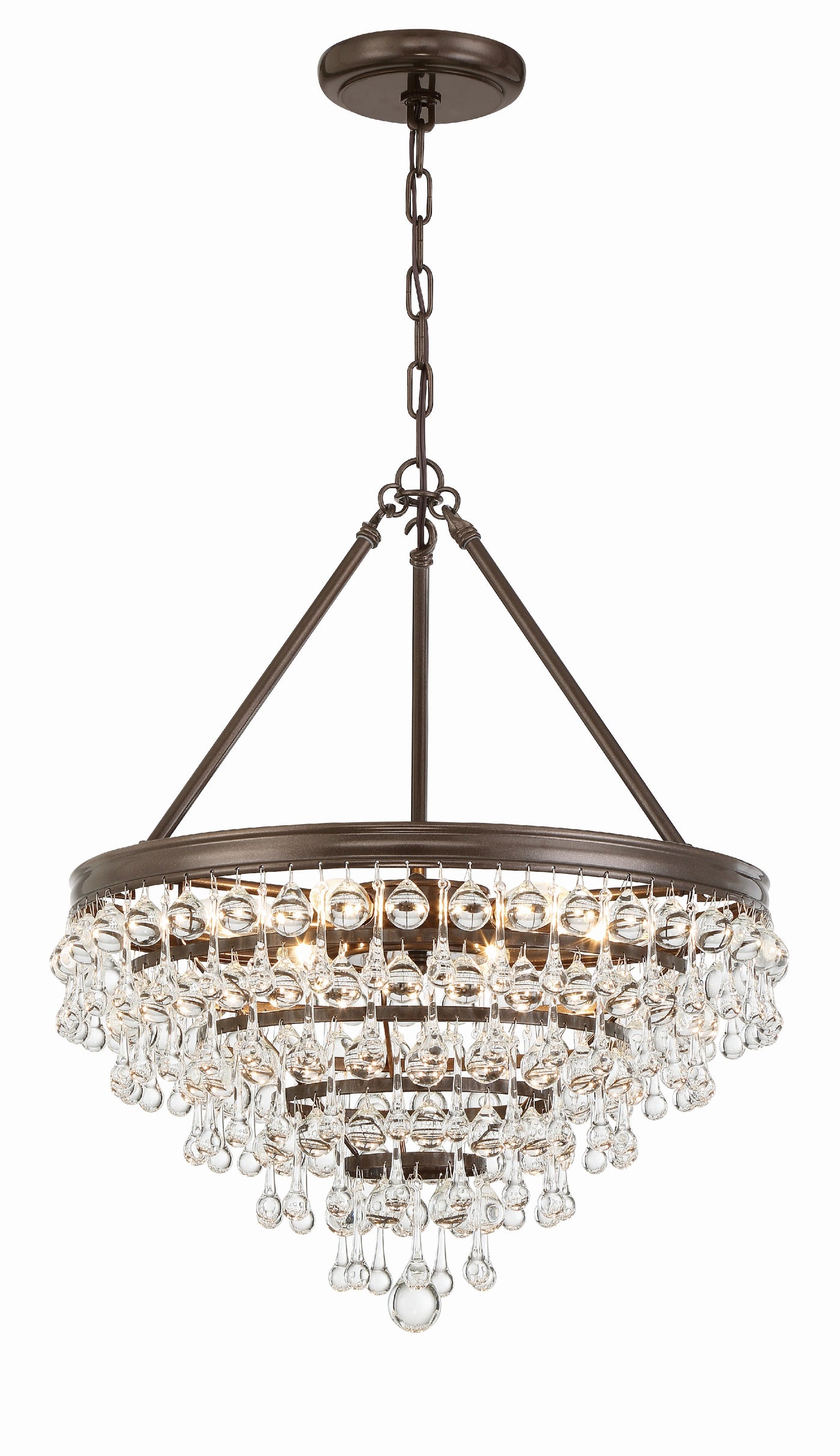 Calypso 6 Light Crystal Teardrop Vibrant Bronze Chandelier Chandelier Crystorama