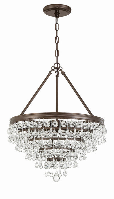 Calypso 6 Light Crystal Teardrop Vibrant Bronze Chandelier Chandelier Crystorama