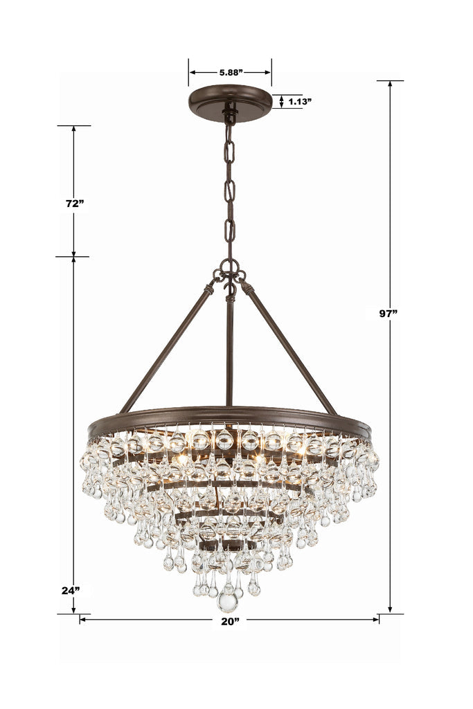 Calypso 6 Light Crystal Teardrop Vibrant Bronze Chandelier Chandelier Crystorama