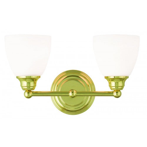 2 Light Polished Brass Bath Light Wall Sconce Livex