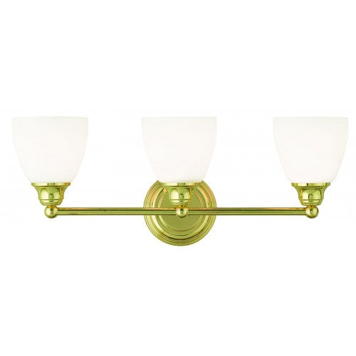 3 Light Polished Brass Bath Light Wall Sconce Livex