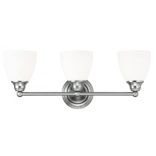 3 Light Brushed Nickel Bath Light Wall Sconce Livex