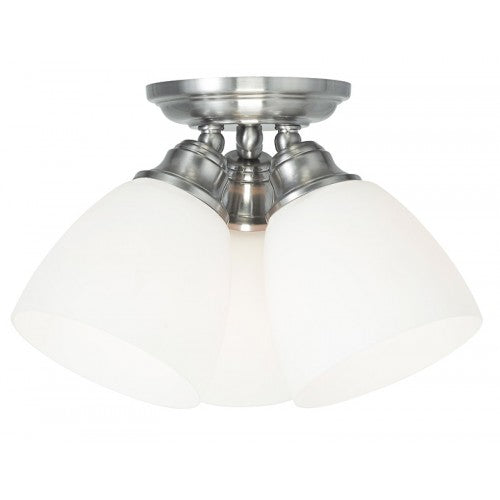 3 Light Brushed Nickel Ceiling Mount Semi Flush Livex