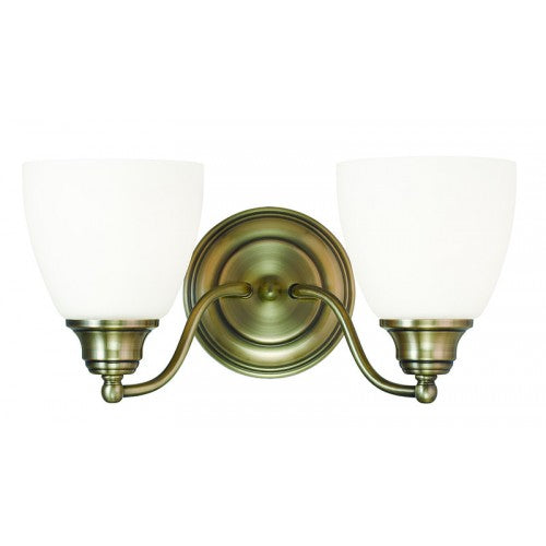 2 Light Antique Brass Bath Light Wall Sconce Livex