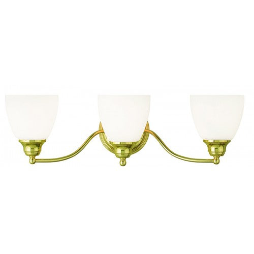 3 Light Polished Brass Bath Light Wall Sconce Livex