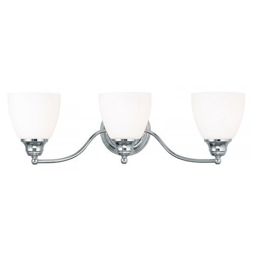 3 Light Polished Chrome Bath Light Wall Sconce Livex