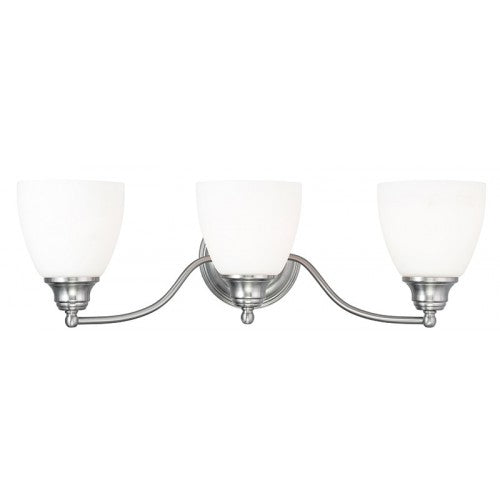 3 Light Brushed Nickel Bath Light Wall Sconce Livex