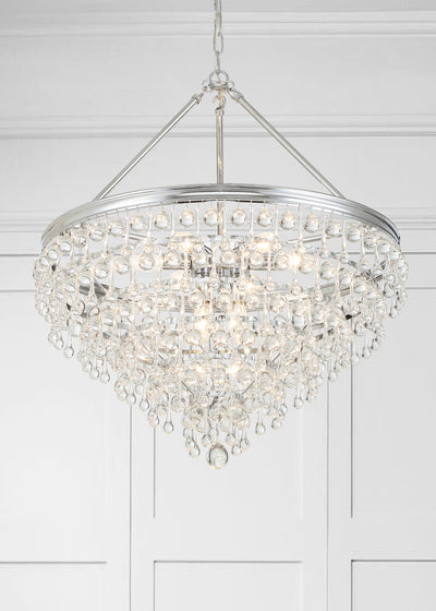 Calypso 8 Light Crystal Teardrop Polished Chrome Chandelier Chandelier Crystorama