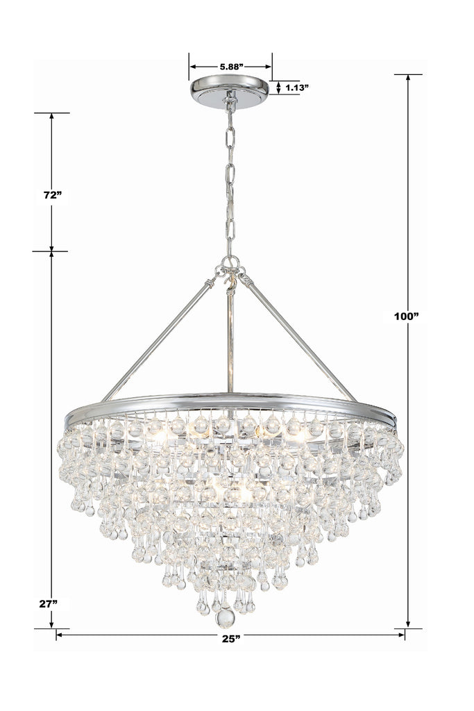 Calypso 8 Light Crystal Teardrop Polished Chrome Chandelier Chandelier Crystorama