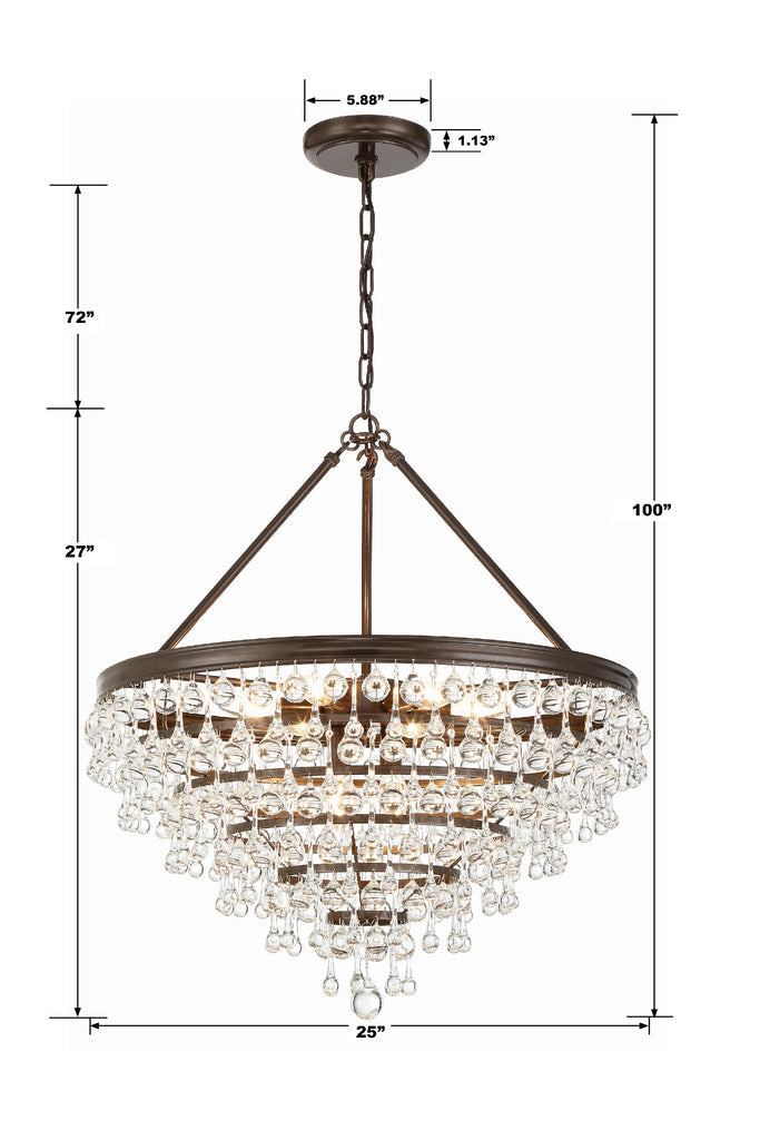 Calypso 8 Light Crystal Teardrop Vibrant Bronze Chandelier Chandelier Crystorama