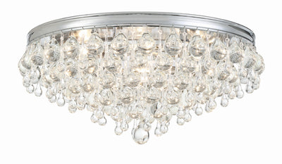 Calypso 6 Light Crystal Teardrop Polished Chrome Flush Mount Semi Flush Crystorama