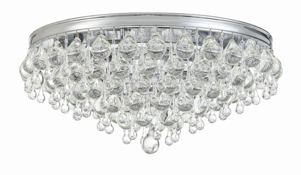 Calypso 6 Light Crystal Teardrop Polished Chrome Flush Mount Semi Flush Crystorama