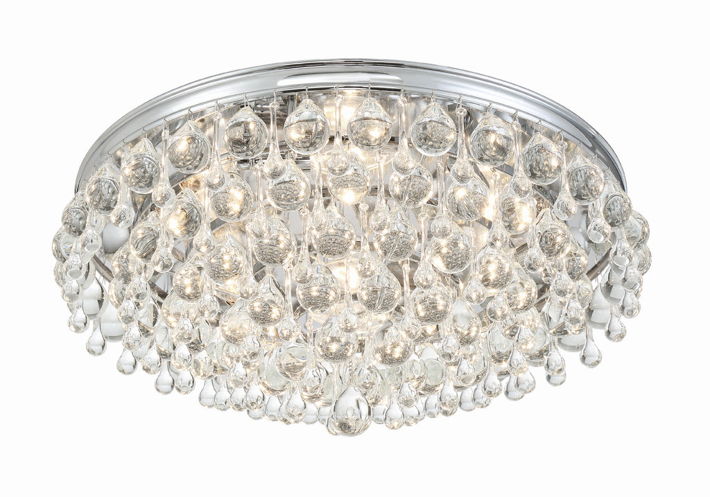 Calypso 6 Light Crystal Teardrop Polished Chrome Flush Mount Semi Flush Crystorama