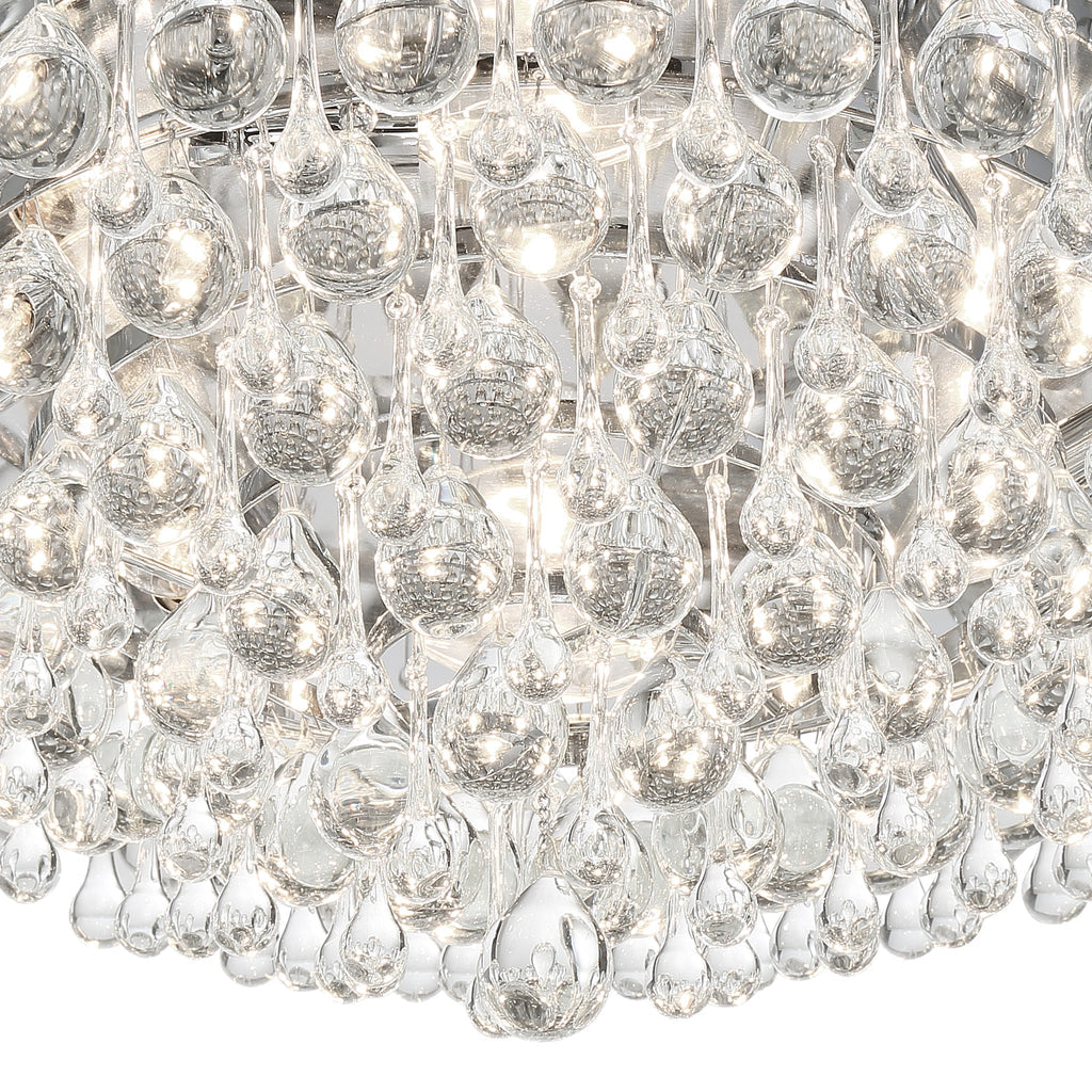 Calypso 6 Light Crystal Teardrop Polished Chrome Flush Mount Semi Flush Crystorama