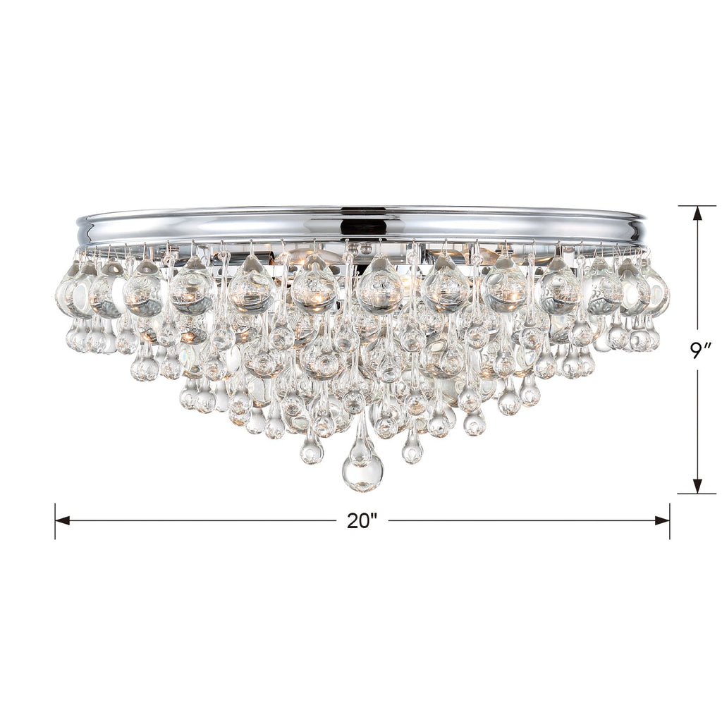 Calypso 6 Light Crystal Teardrop Polished Chrome Flush Mount Semi Flush Crystorama