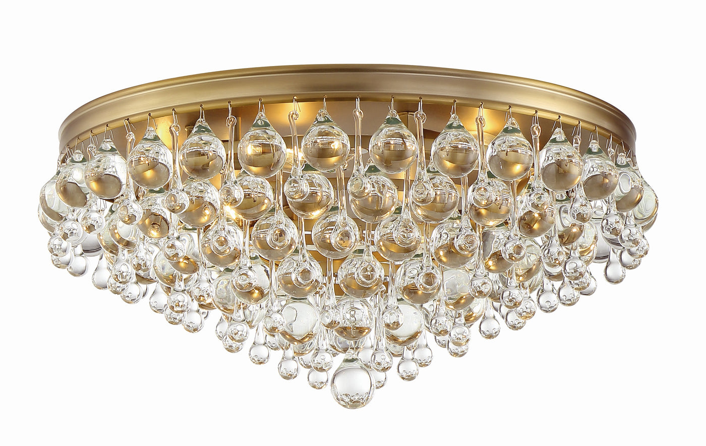 Calypso 6 Light Crystal Teardrop Vibrant Gold Flush Mount Semi Flush Crystorama