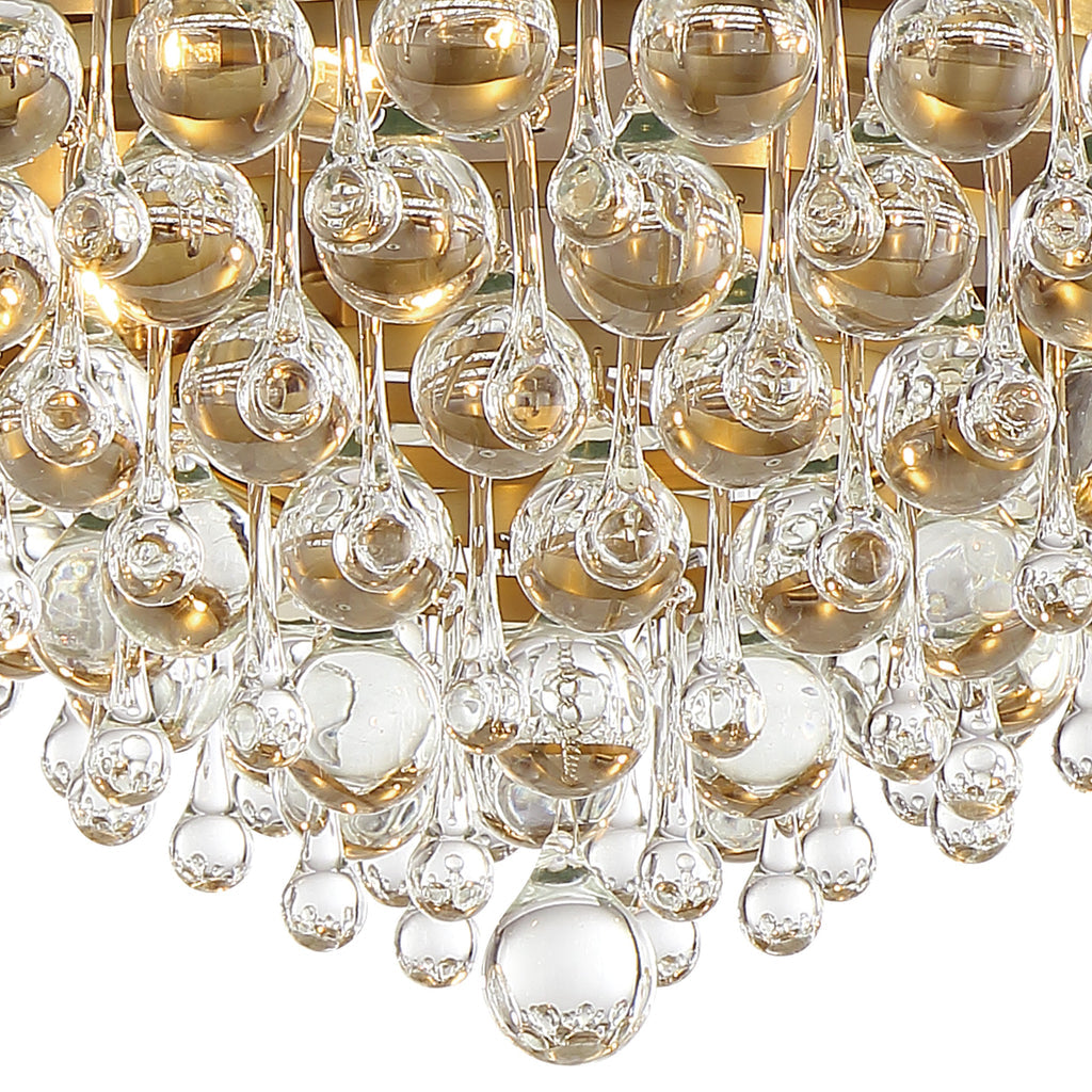 Calypso 6 Light Crystal Teardrop Vibrant Gold Flush Mount Semi Flush Crystorama