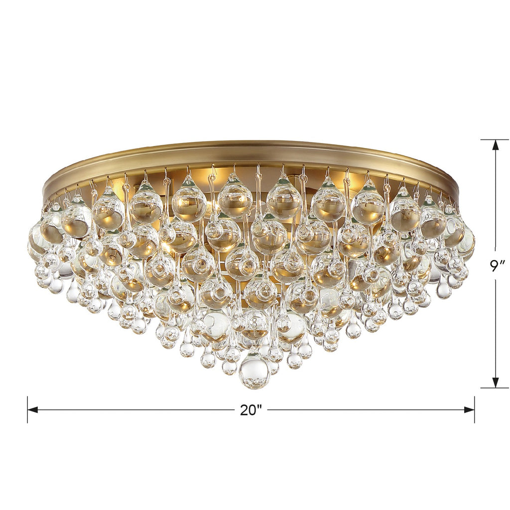 Calypso 6 Light Crystal Teardrop Vibrant Gold Flush Mount Semi Flush Crystorama