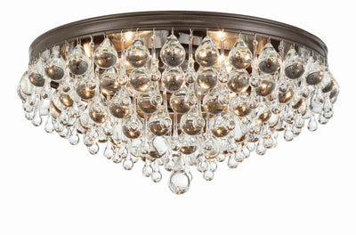 Calypso 6 Light Crystal Teardrop Vibrant Bronze Flush Mount Semi Flush Crystorama