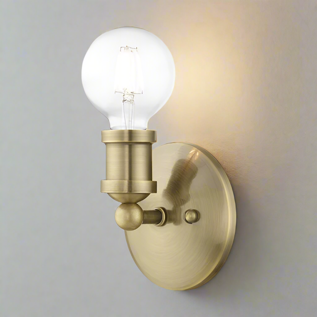 1 Light Antique Brass ADA Single Vanity Sconce Wall Sconce Livex