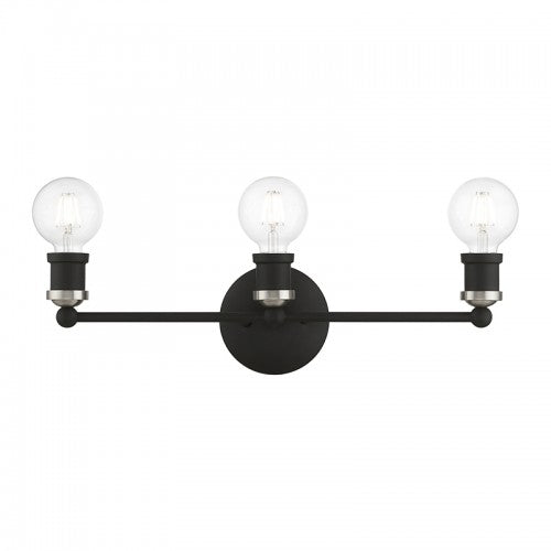 3 Light Black with Brushed Nickel Accents ADA Vanity Sconce Wall Sconce Livex