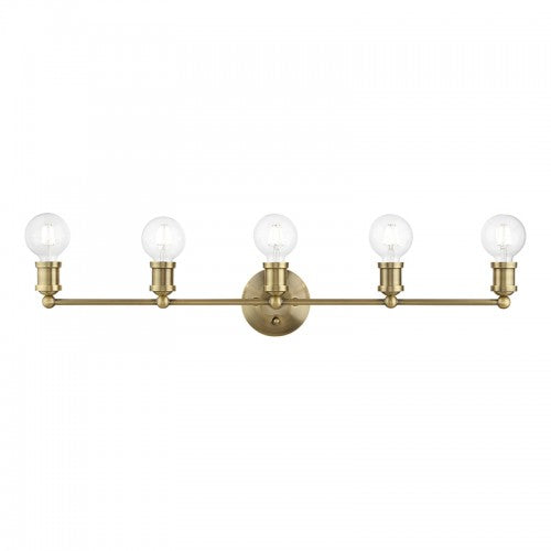 5 Light Antique Brass ADA Large Vanity Sconce Wall Sconce Livex