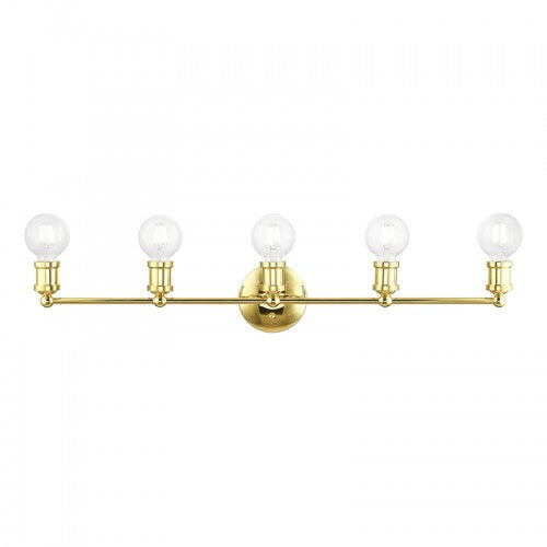 5 Light Polished Brass ADA Large Vanity Sconce Wall Sconce Livex