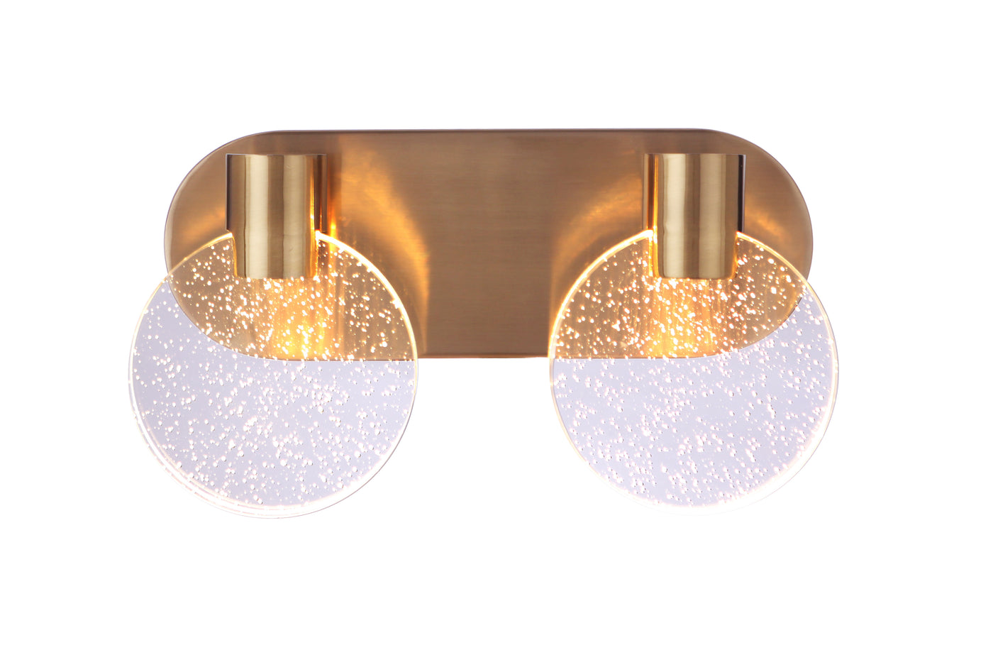 Glisten 2 Light LED Vanity in Satin Brass Bath and Vanity Craftmade