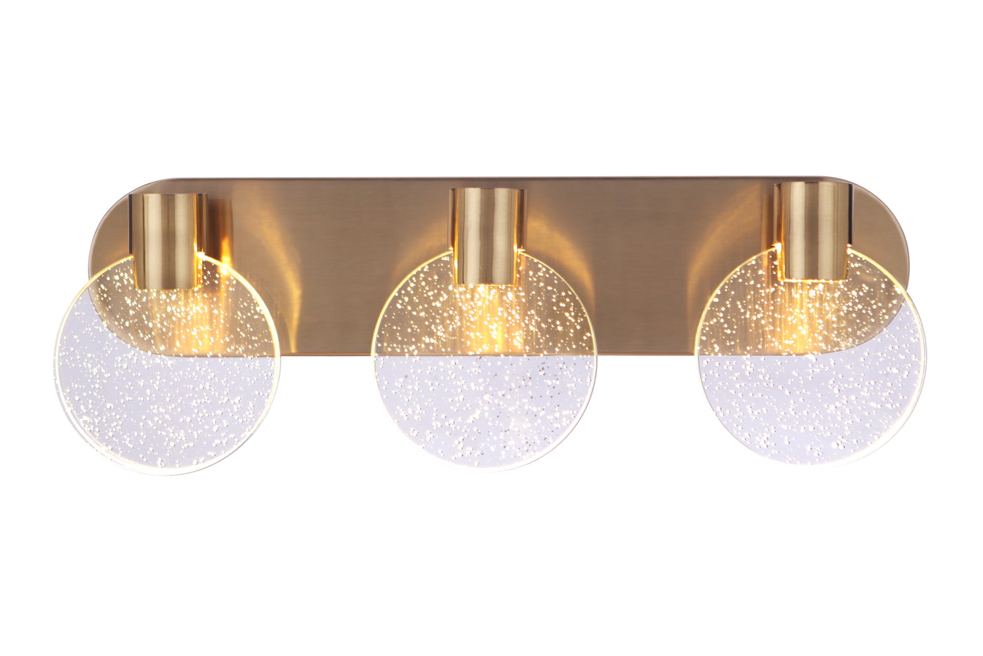 Glisten 3 Light LED Vanity in Satin Brass Bath and Vanity Craftmade