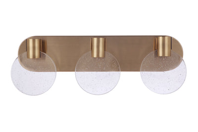 Glisten 3 Light LED Vanity in Satin Brass Bath and Vanity Craftmade