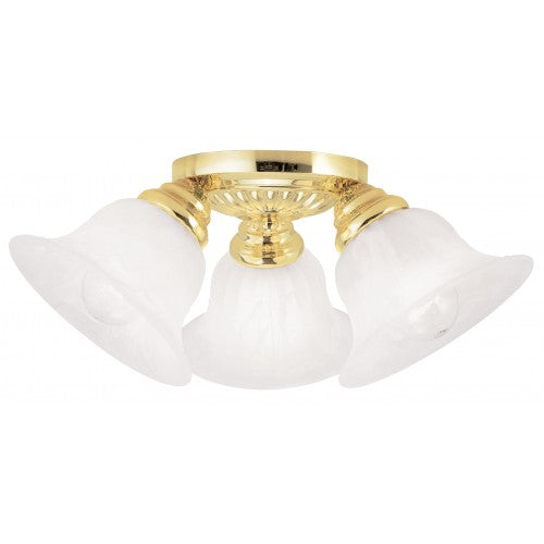 3 Light Polished Brass Ceiling Mount Semi Flush Livex