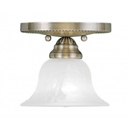 1 Light Antique Brass Ceiling Mount Semi Flush Livex